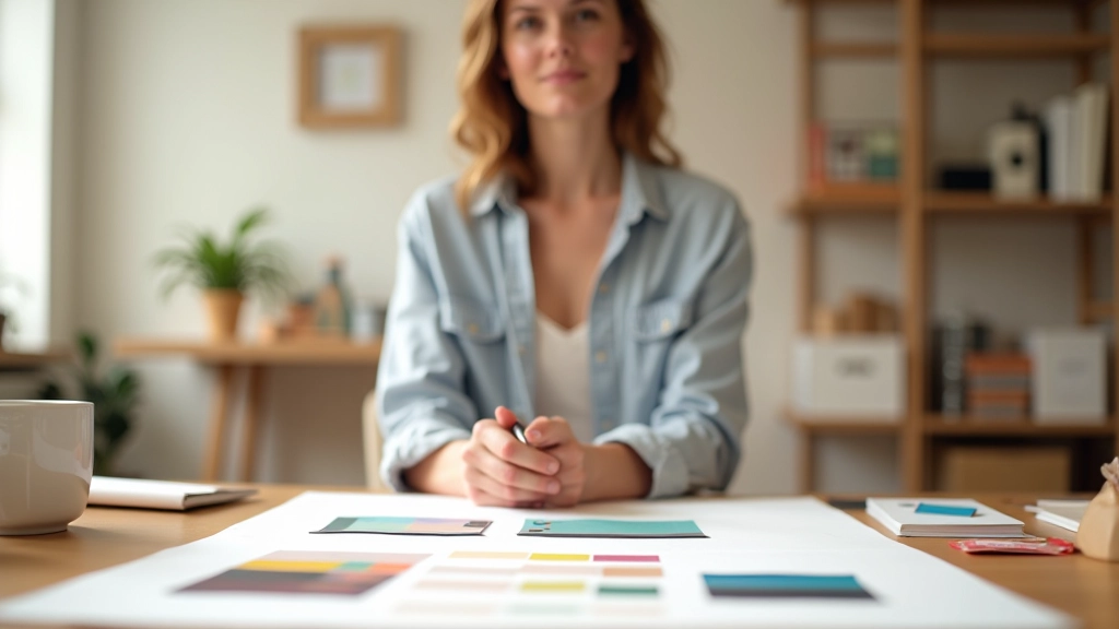 Spazio di progettazione con palette di colori e soluzioni di design
