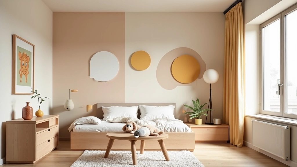 Cameretta moderna con colori geometrici: forme astratte, palette di contrasto, design contemporaneo