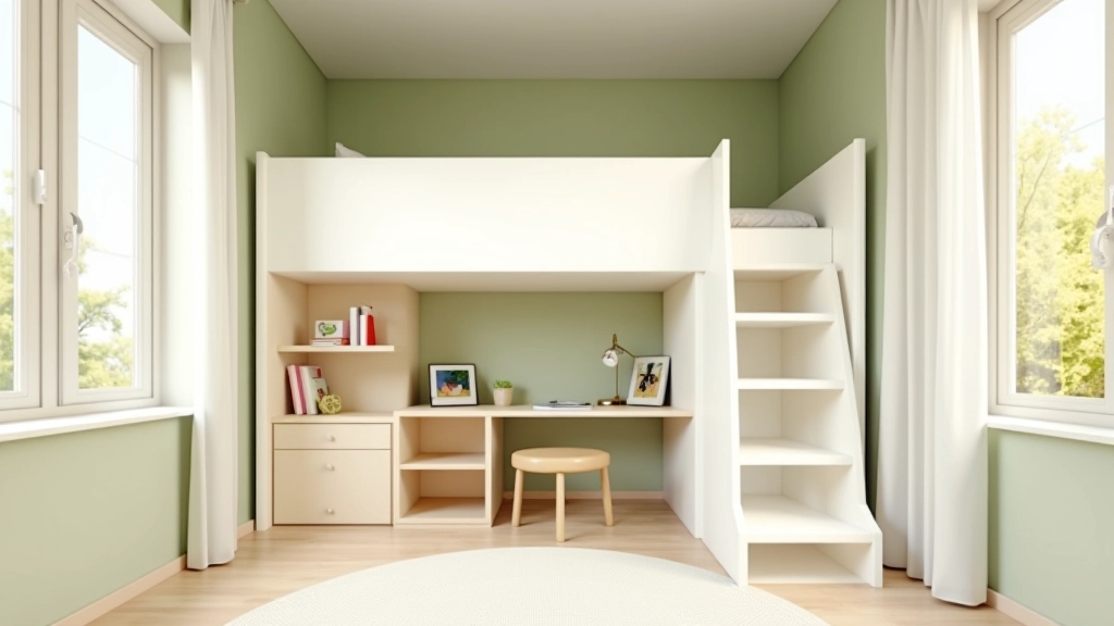 Cameretta con letto a soppalco e area studio